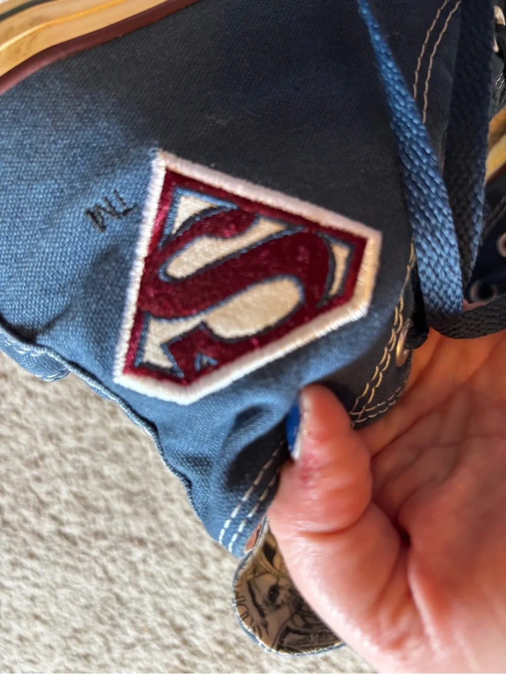 Converse rare custom Superman Navy High-Top Sneakers with Superman Patch